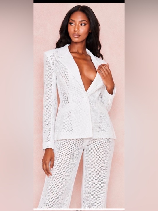 House of CB Jackets & Blazers - Sold Out House of CB Eyelet White Blazer XS Bridal Archive Linen